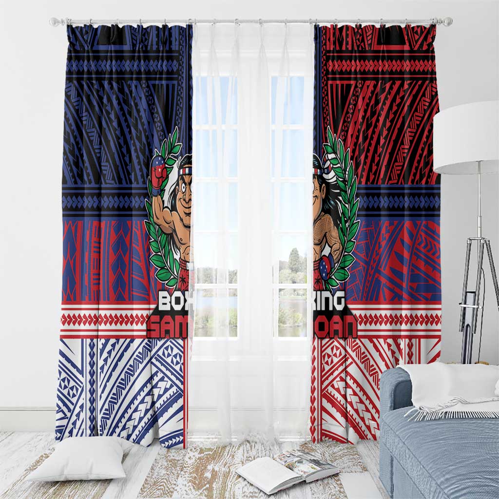 Samoa Boxing Window Curtain Samoan Boxer Funny Style - Polynesian Pride