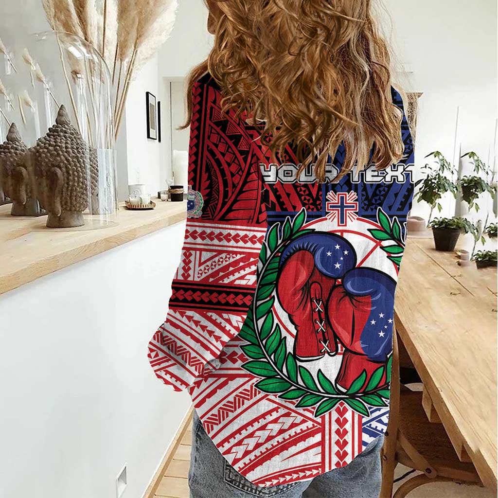 Personalised Samoa Boxing Women Casual Shirt Samoan Boxer Funny Style - Polynesian Pride