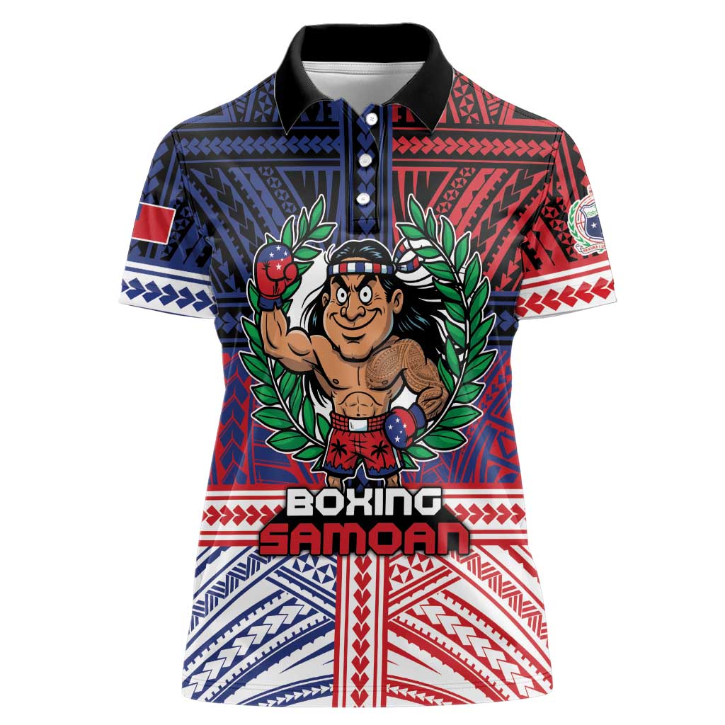 Personalised Samoa Boxing Women Polo Shirt Samoan Boxer Funny Style DT05 Female Red - Polynesian Pride