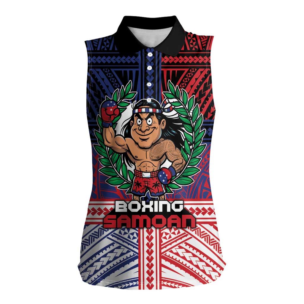 Personalised Samoa Boxing Women Sleeveless Polo Shirt Samoan Boxer Funny Style DT05 Female Red - Polynesian Pride