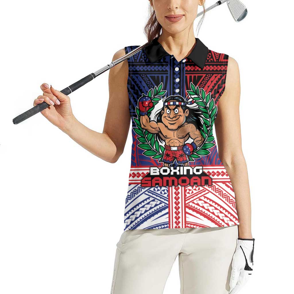 Personalised Samoa Boxing Women Sleeveless Polo Shirt Samoan Boxer Funny Style DT05 - Polynesian Pride