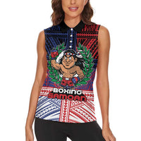 Personalised Samoa Boxing Women Sleeveless Polo Shirt Samoan Boxer Funny Style DT05 - Polynesian Pride