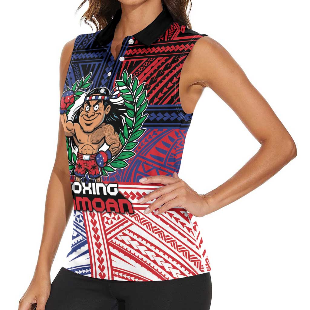 Personalised Samoa Boxing Women Sleeveless Polo Shirt Samoan Boxer Funny Style DT05 - Polynesian Pride