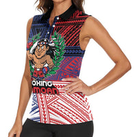 Personalised Samoa Boxing Women Sleeveless Polo Shirt Samoan Boxer Funny Style DT05 - Polynesian Pride