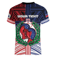 Personalised Samoa Boxing Women V-Neck T-Shirt Samoan Boxer Funny Style DT05 - Polynesian Pride