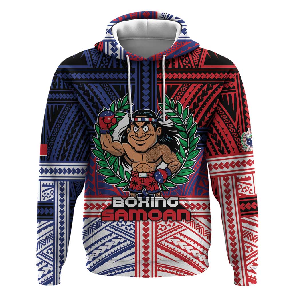 Personalised Samoa Boxing Zip Hoodie Samoan Boxer Funny Style DT05 Pullover Hoodie Red - Polynesian Pride