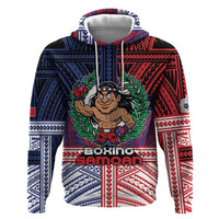 Personalised Samoa Boxing Zip Hoodie Samoan Boxer Funny Style DT05 Pullover Hoodie Red - Polynesian Pride
