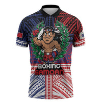 Personalised Samoa Boxing Zipper Polo Shirt Samoan Boxer Funny Style DT05 Red - Polynesian Pride