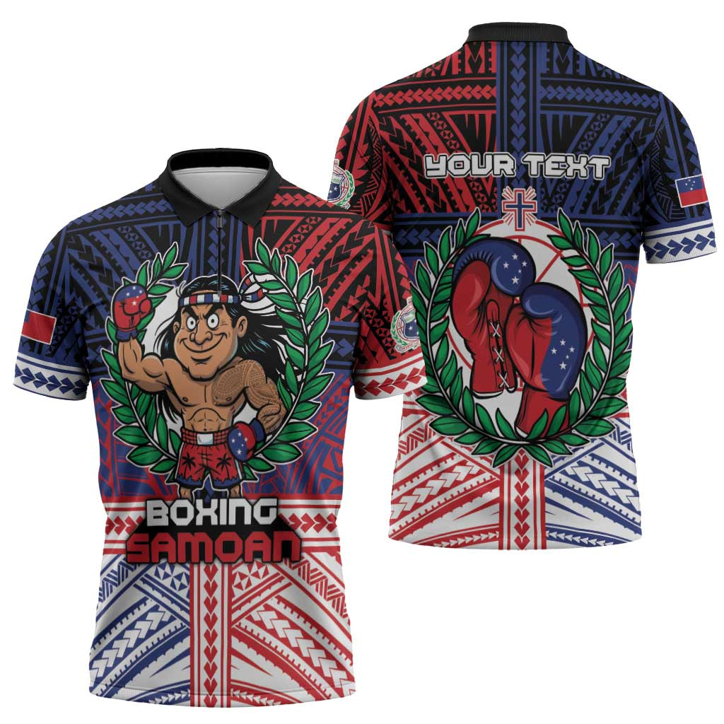 Personalised Samoa Boxing Zipper Polo Shirt Samoan Boxer Funny Style DT05 - Polynesian Pride