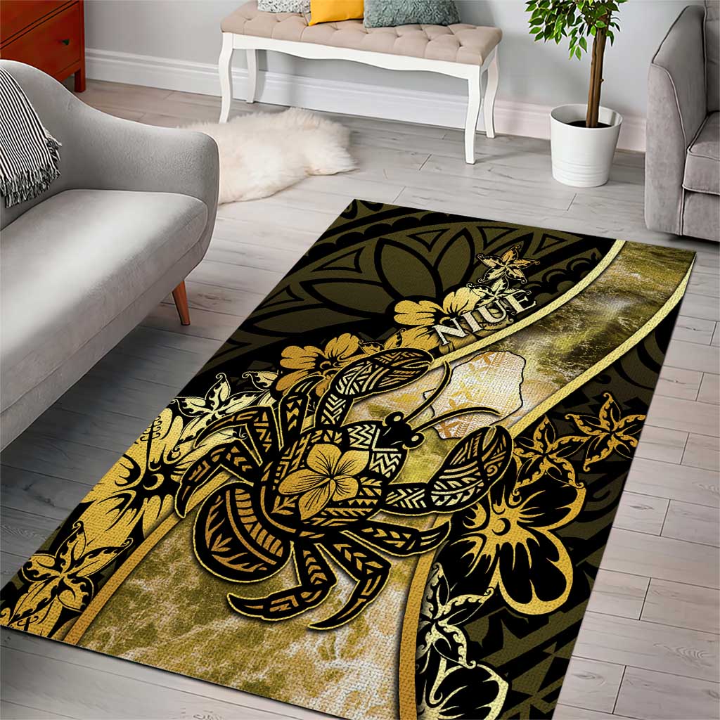 Niue Area Rug Niuean Crab Waves Style