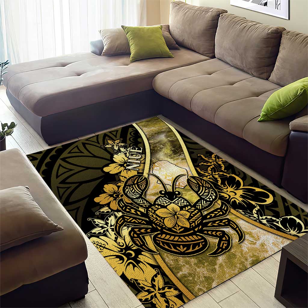 Niue Area Rug Niuean Crab Waves Style