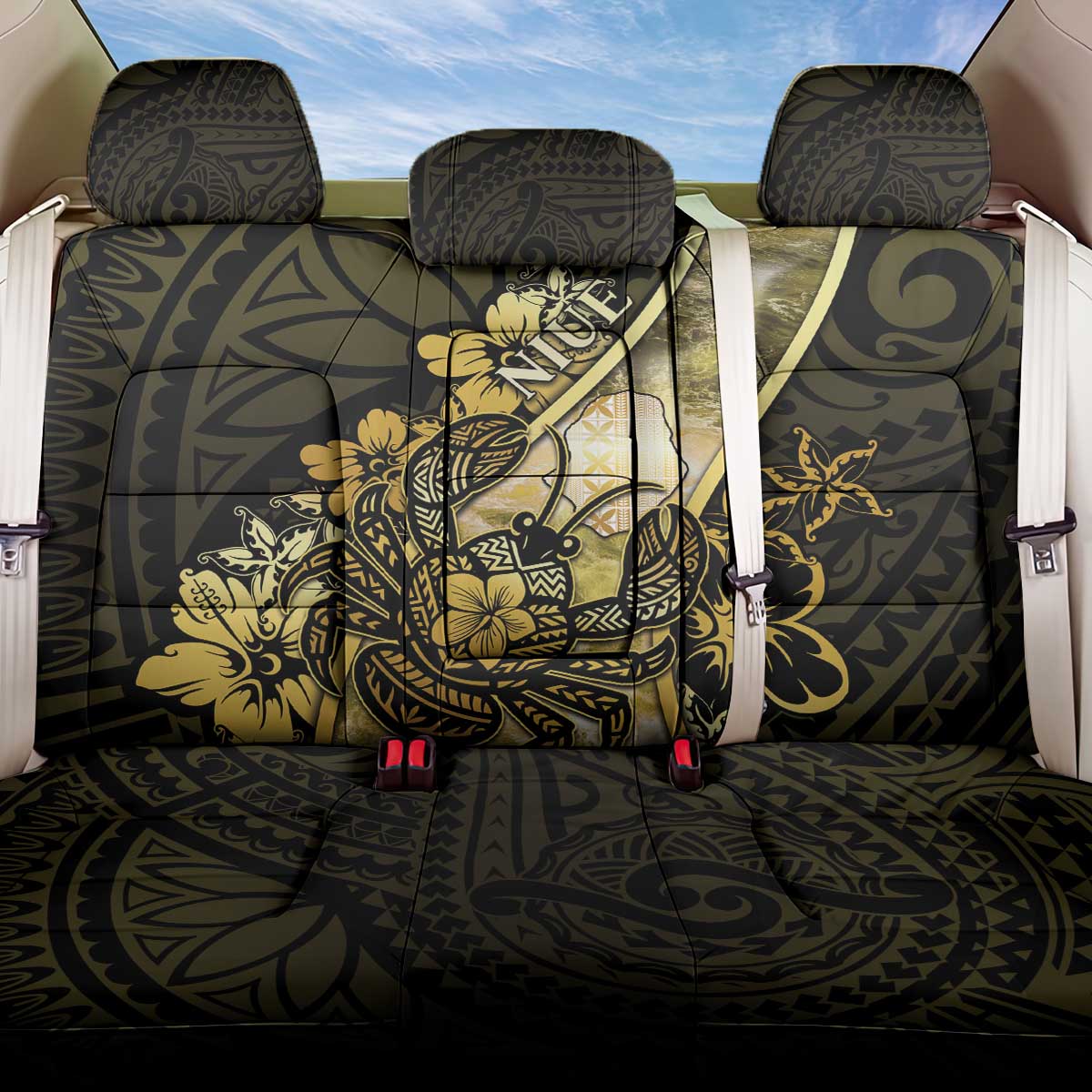 Niue Back Car Seat Cover Niuean Crab Waves Style