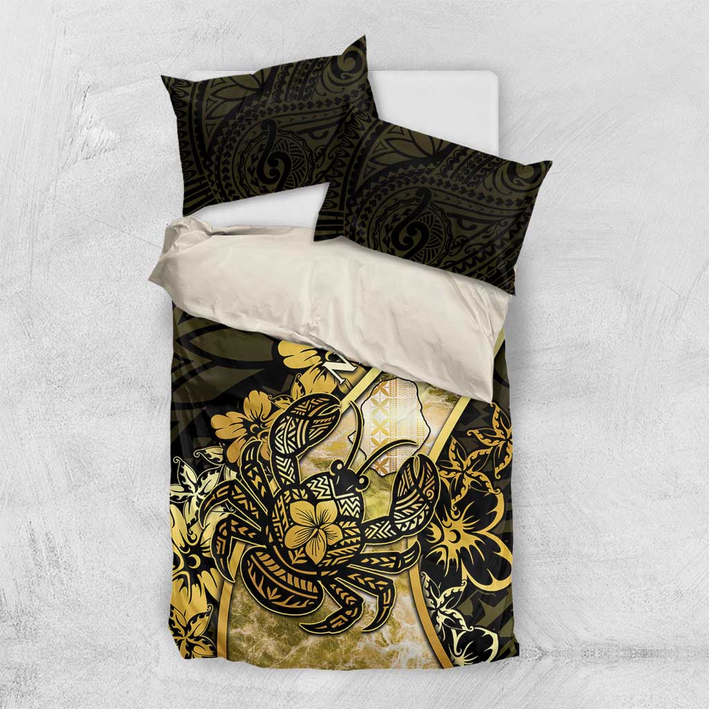 Niue Bedding Set Niuean Crab Waves Style