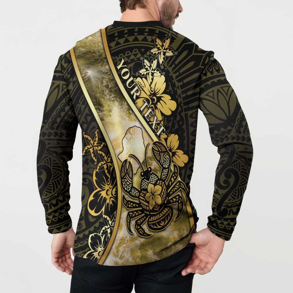 Personalised Niue Button Sweatshirt Niuean Crab Waves Style DT05 - Polynesian Pride