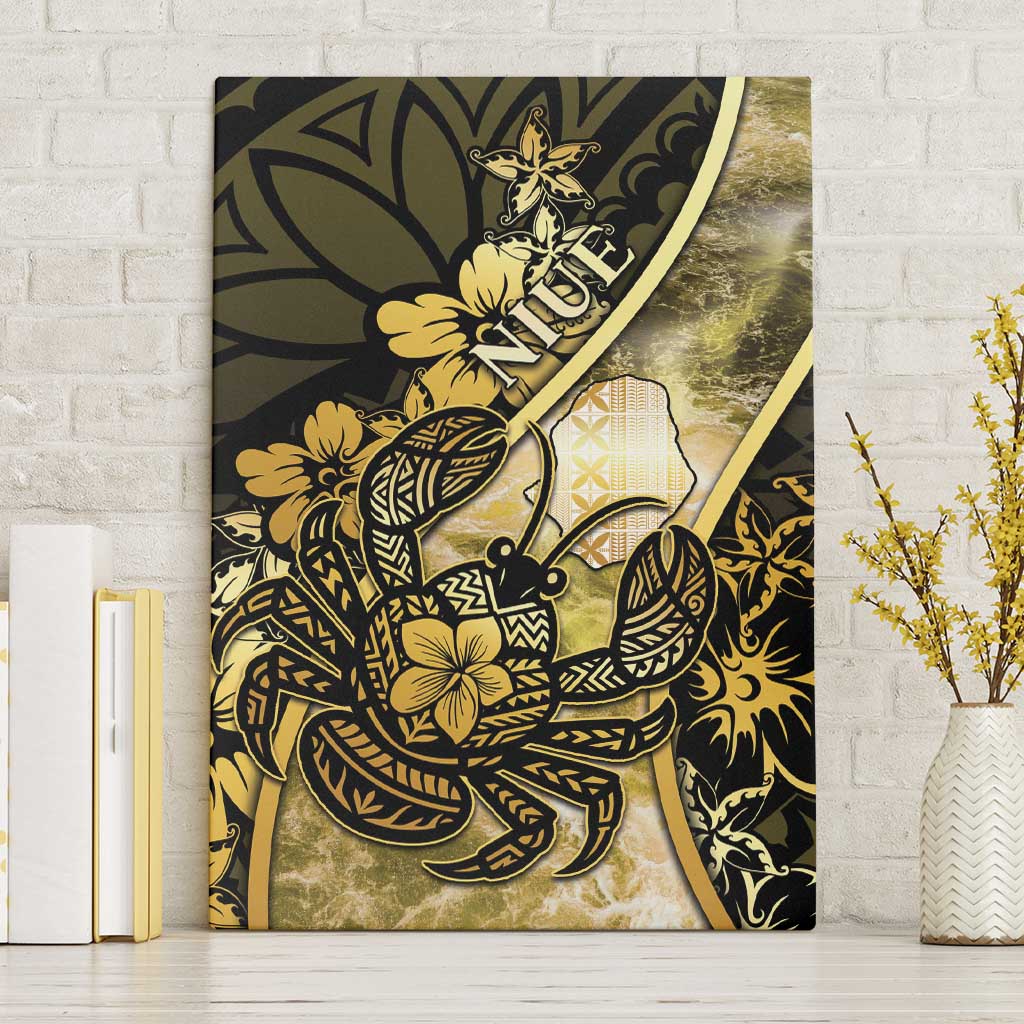 Niue Canvas Wall Art Niuean Crab Waves Style DT05 Without Frame Gold - Polynesian Pride
