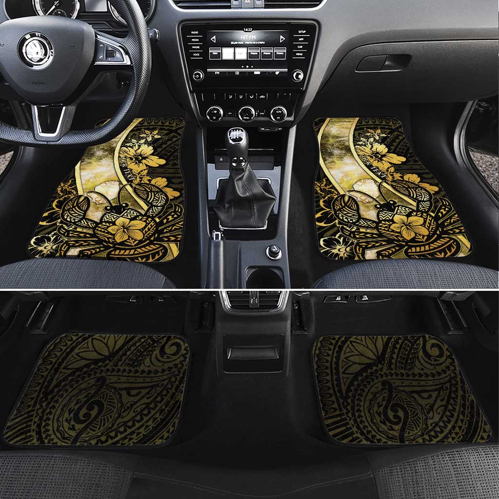 Niue Car Mats Niuean Crab Waves Style DT05 Set 4pcs Gold - Polynesian Pride