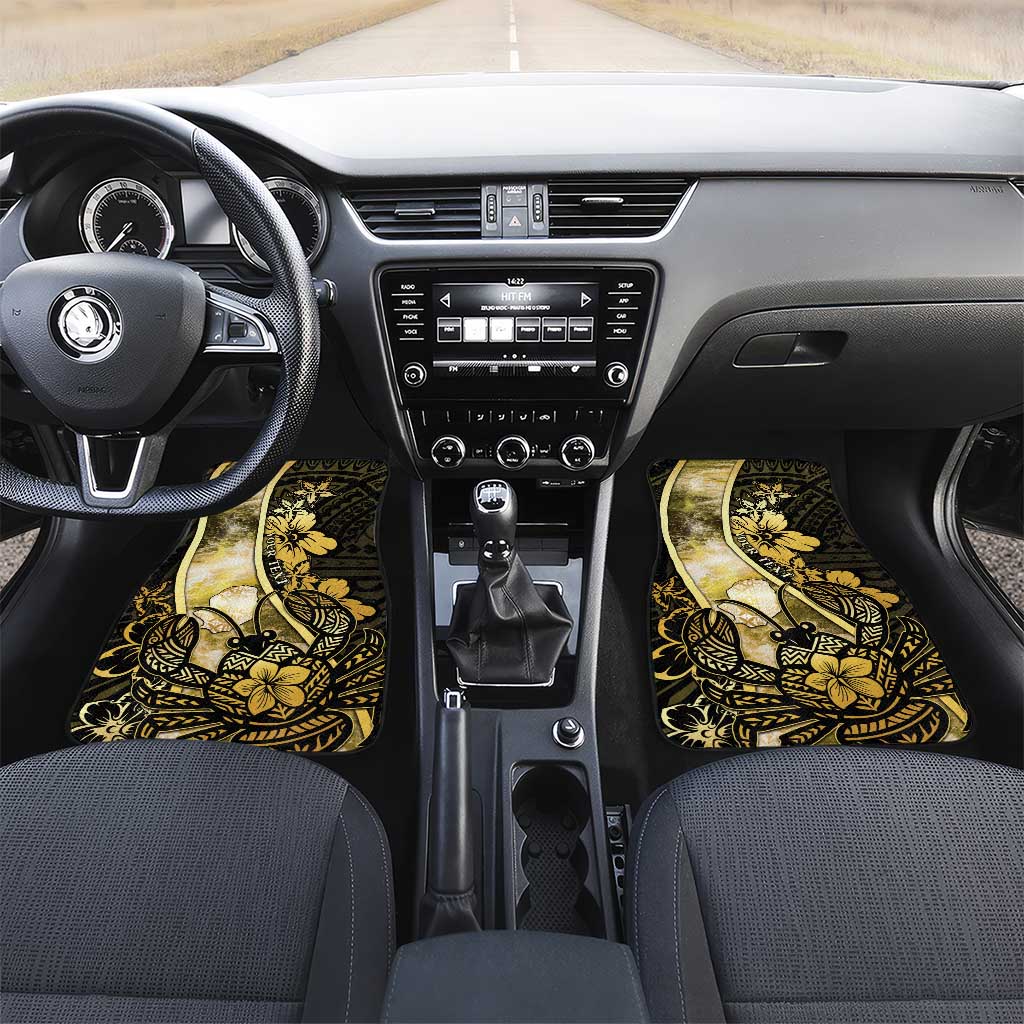 Niue Car Mats Niuean Crab Waves Style DT05 Set 2pcs - Front Gold - Polynesian Pride