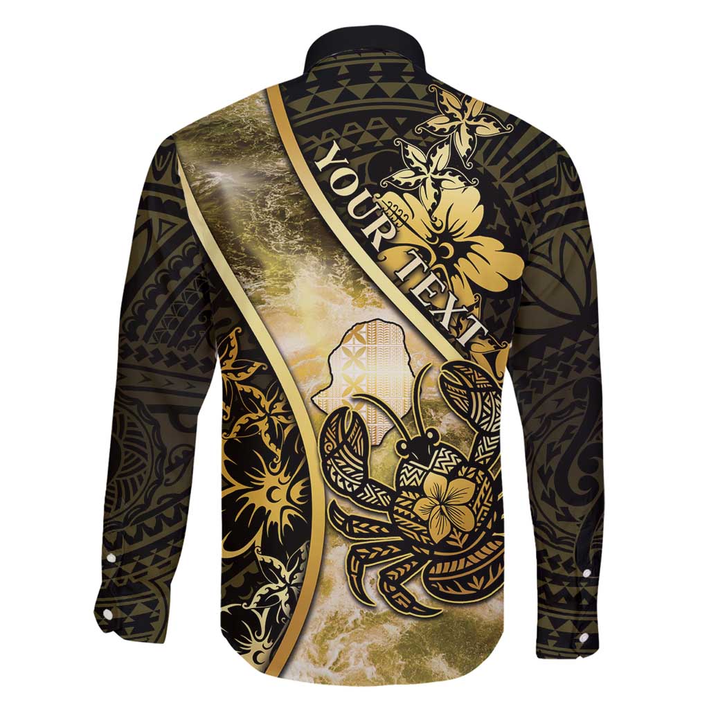 Personalised Niue Family Matching Long Sleeve Bodycon Dress and Hawaiian Shirt Niuean Crab Waves Style