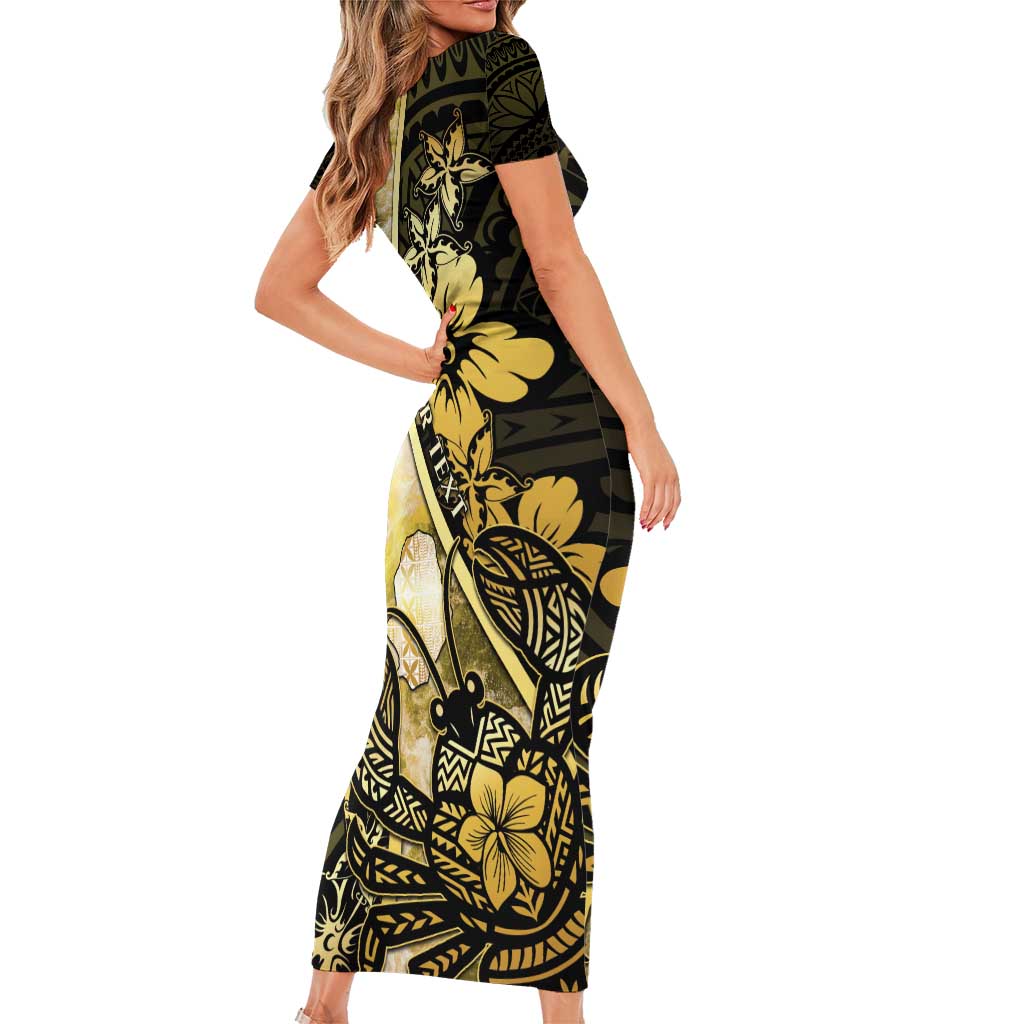 Personalised Niue Family Matching Short Sleeve Bodycon Dress and Hawaiian Shirt Niuean Crab Waves Style