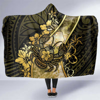 Niue Hooded Blanket Niuean Crab Waves Style DT05 One Size Gold - Polynesian Pride
