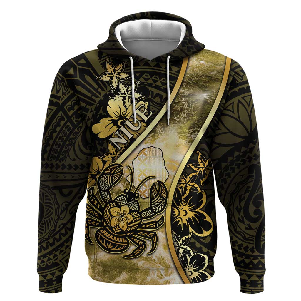 Personalised Niue Hoodie Niuean Crab Waves Style