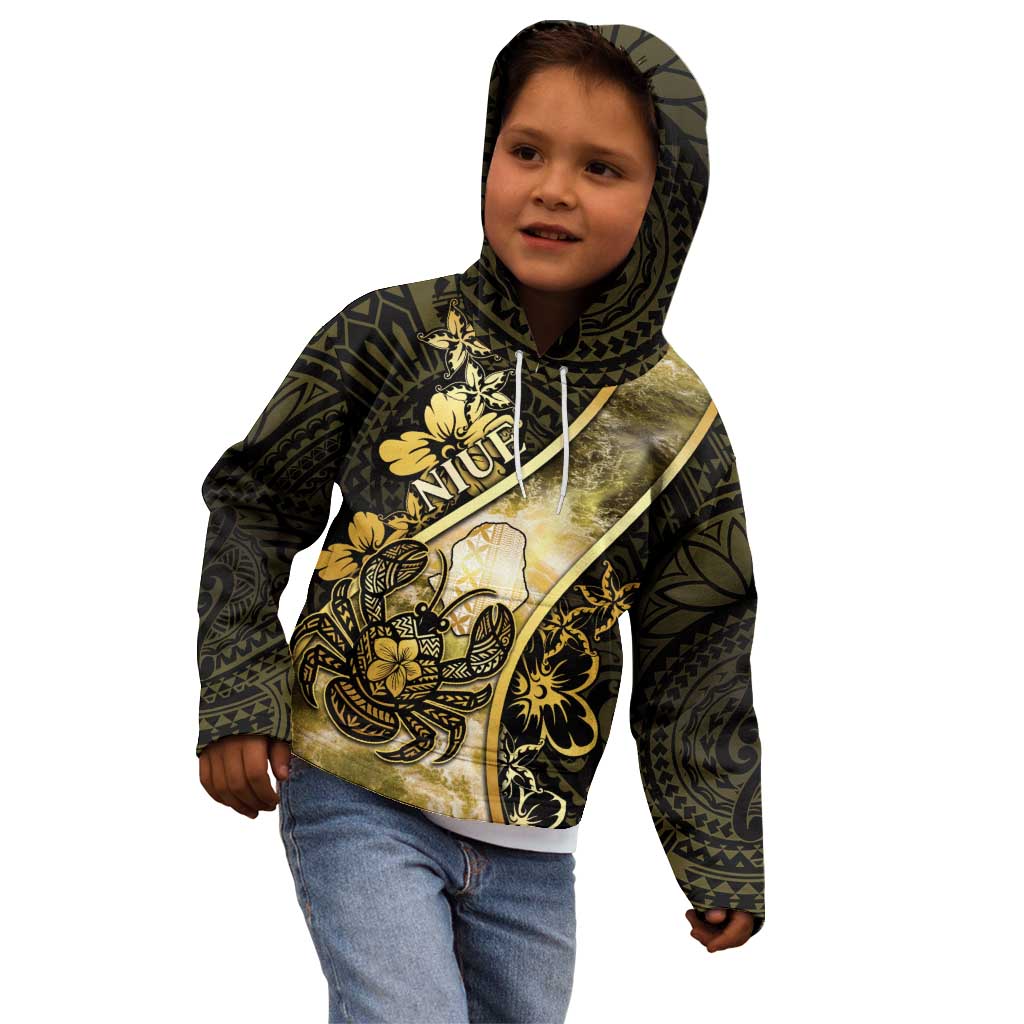 Personalised Niue Kid Hoodie Niuean Crab Waves Style