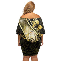 Personalised Niue Off Shoulder Short Dress Niuean Crab Waves Style