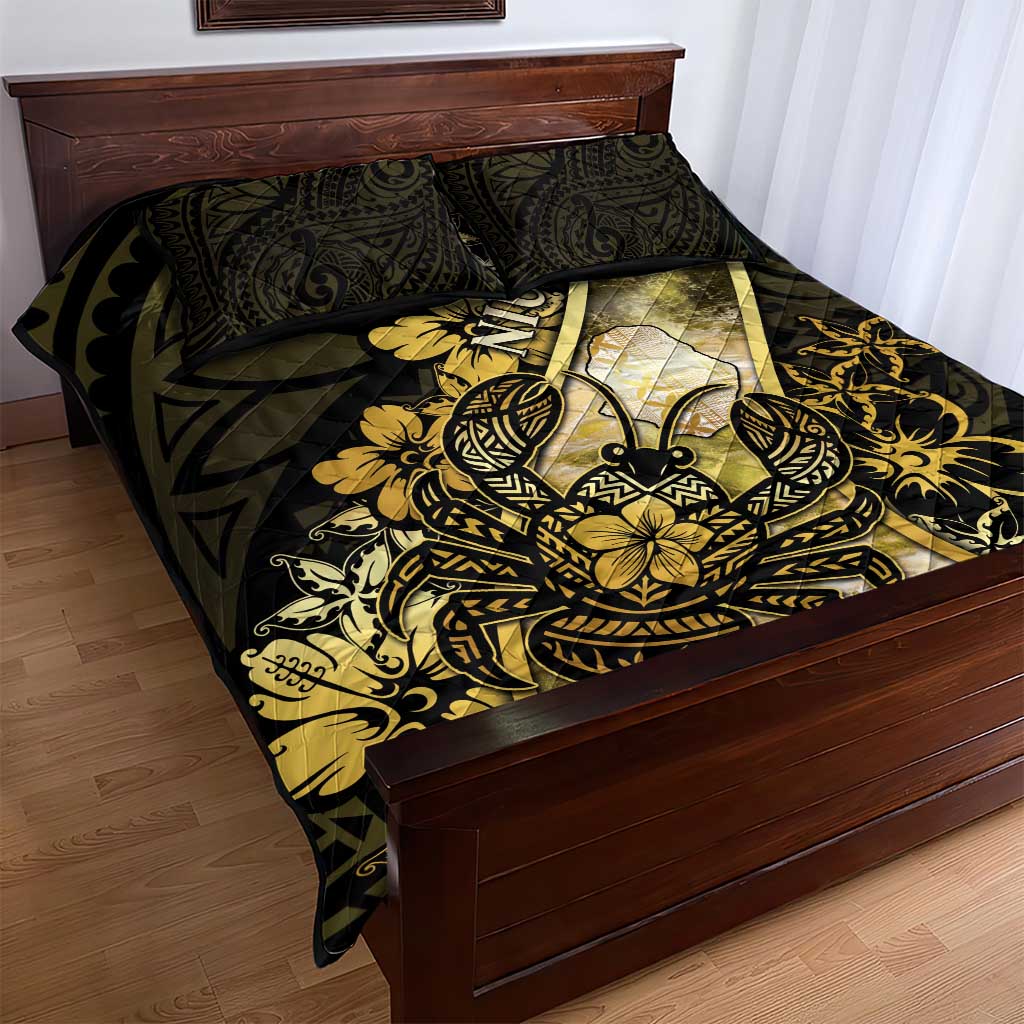 Niue Quilt Bed Set Niuean Crab Waves Style