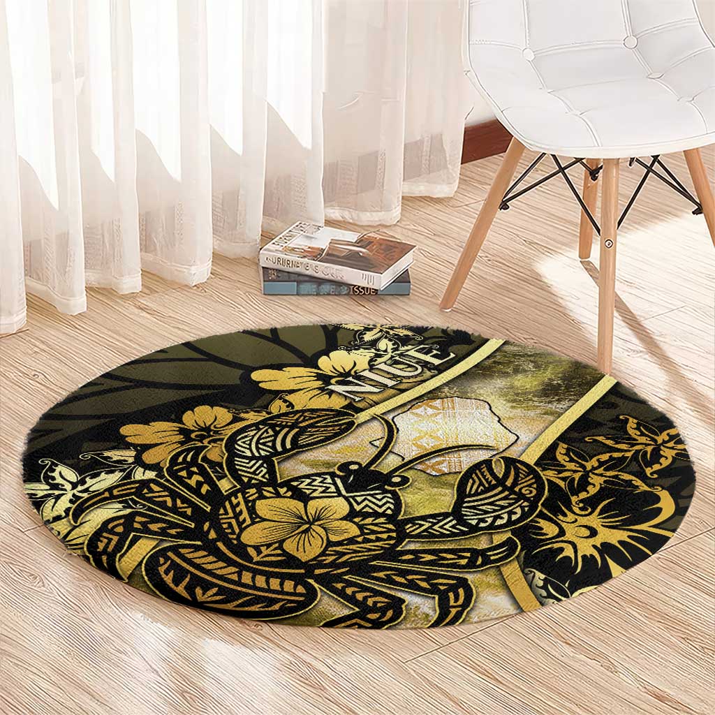 Niue Round Carpet Niuean Crab Waves Style