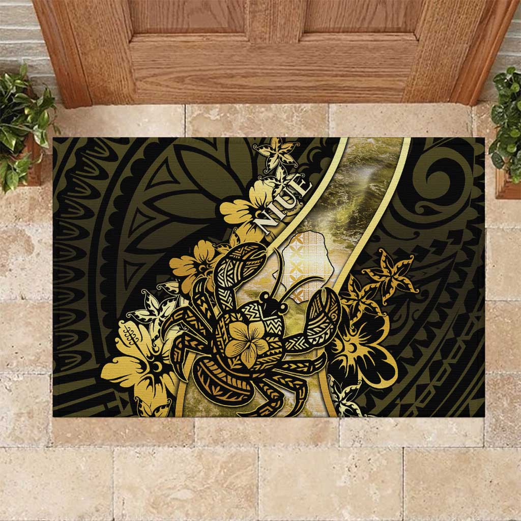 Niue Rubber Doormat Niuean Crab Waves Style DT05 Gold - Polynesian Pride