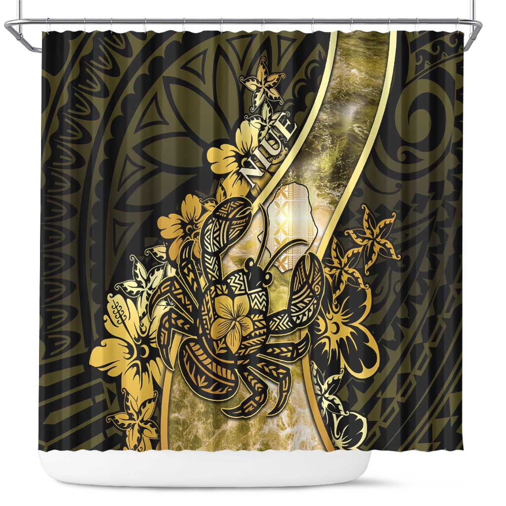 Niue Shower Curtain Niuean Crab Waves Style