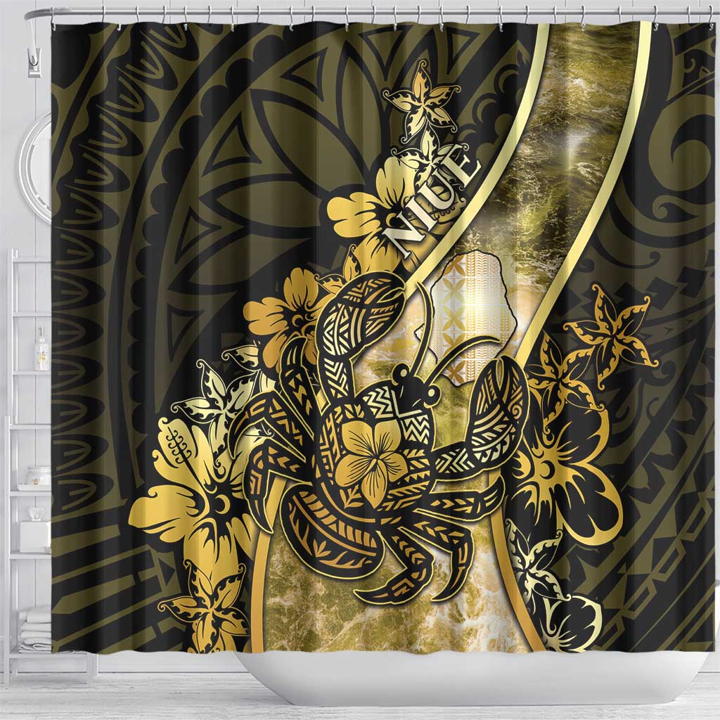 Niue Shower Curtain Niuean Crab Waves Style