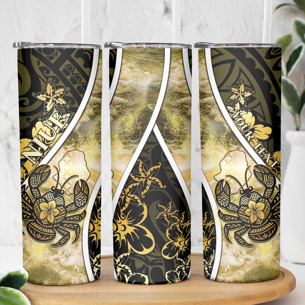Personalised Niue Skinny Tumbler Niuean Crab Waves Style