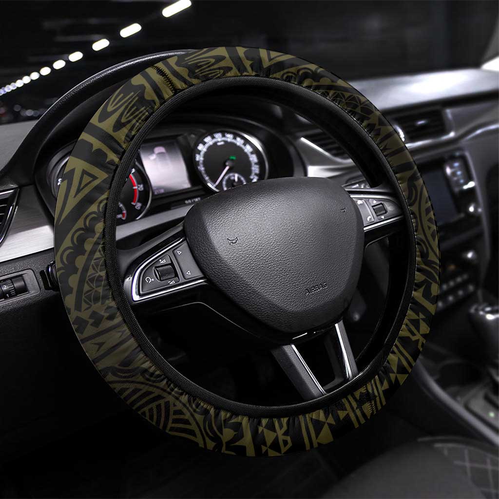 Niue Steering Wheel Cover Niuean Crab Waves Style DT05 Universal Fit Gold - Polynesian Pride