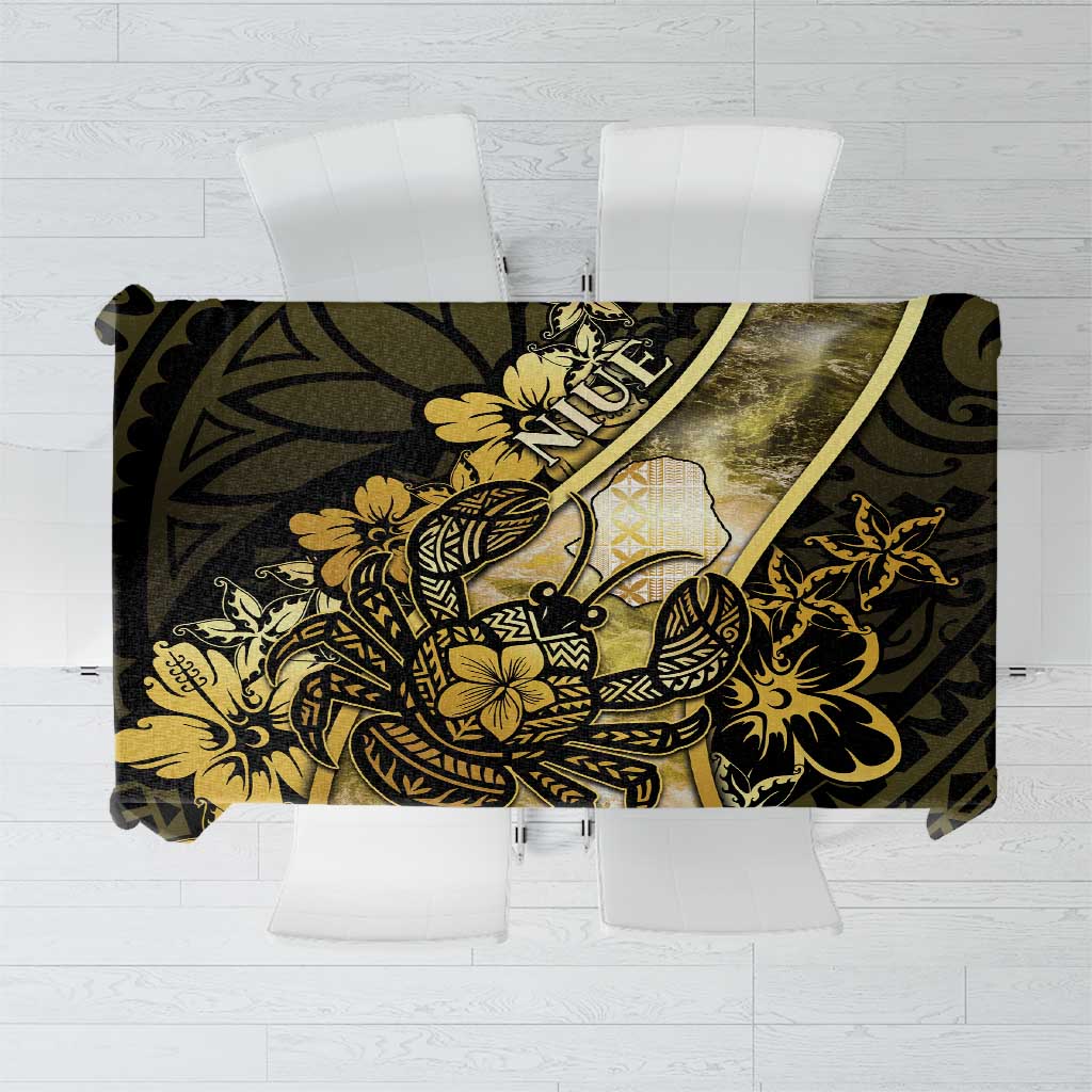 Niue Tablecloth Niuean Crab Waves Style DT05 Gold - Polynesian Pride