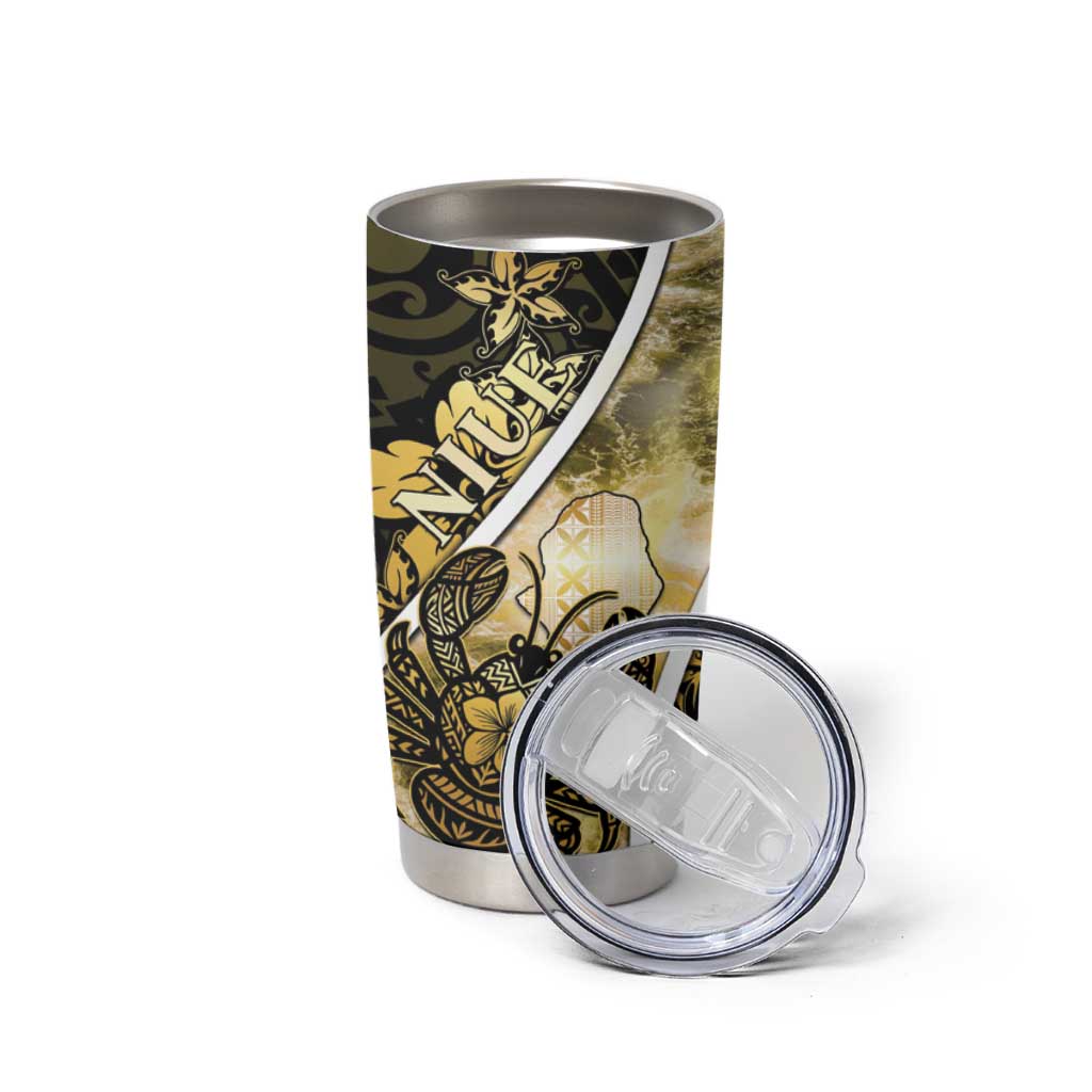 Personalised Niue Tumbler Cup Niuean Crab Waves Style