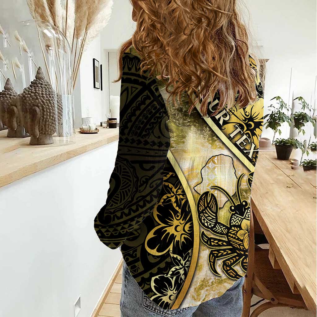 Personalised Niue Women Casual Shirt Niuean Crab Waves Style