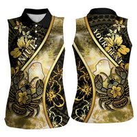 Personalised Niue Women Sleeveless Polo Shirt Niuean Crab Waves Style