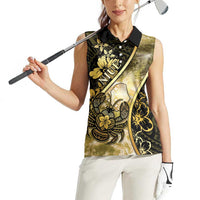 Personalised Niue Women Sleeveless Polo Shirt Niuean Crab Waves Style