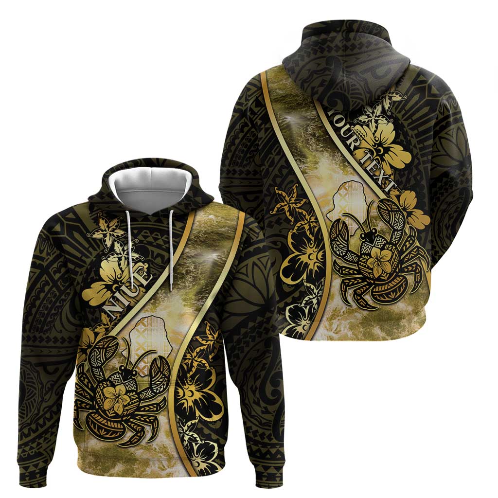 Personalised Niue Zip Hoodie Niuean Crab Waves Style