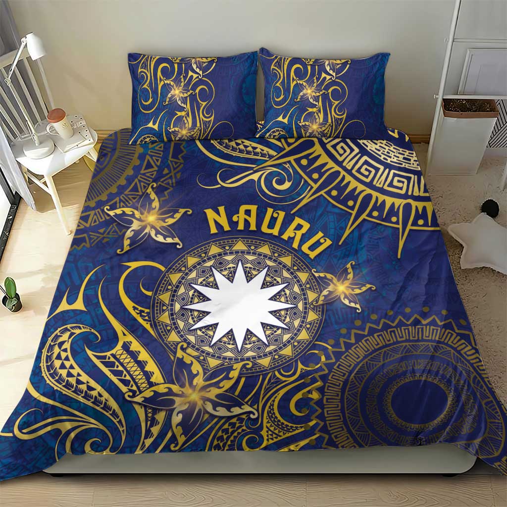 Nauru Bedding Set Hibiscus Polynesian Tribal Pattern