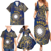 Personalised Nauru Family Matching Summer Maxi Dress and Hawaiian Shirt Hibiscus Polynesian Tribal Pattern