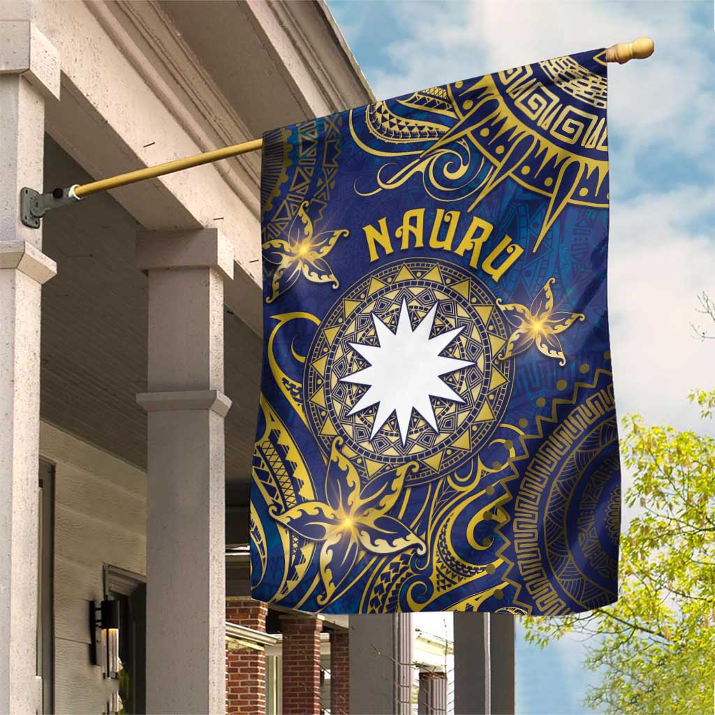 Nauru Garden Flag Hibiscus Polynesian Tribal Pattern