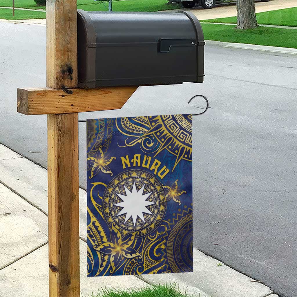 Nauru Garden Flag Hibiscus Polynesian Tribal Pattern