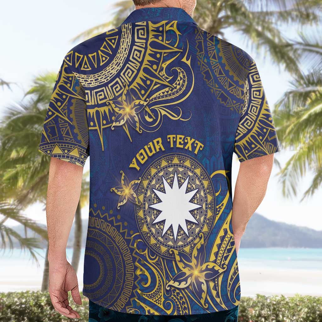 Personalised Nauru Hawaiian Shirt Hibiscus Polynesian Tribal Pattern
