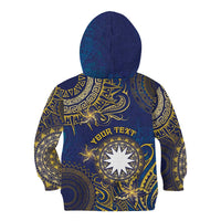 Personalised Nauru Kid Hoodie Hibiscus Polynesian Tribal Pattern