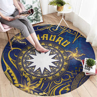 Nauru Round Carpet Hibiscus Polynesian Tribal Pattern