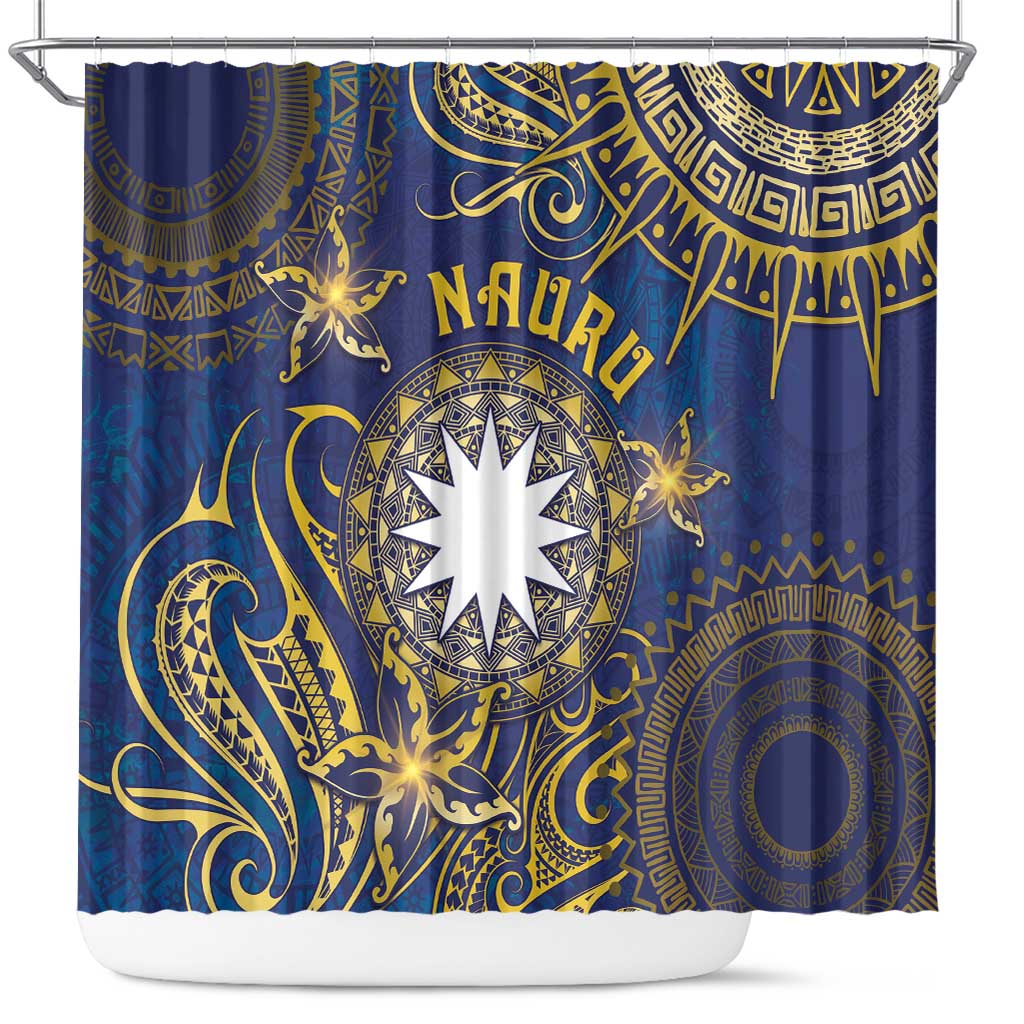 Nauru Shower Curtain Hibiscus Polynesian Tribal Pattern