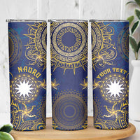 Personalised Nauru Skinny Tumbler Hibiscus Polynesian Tribal Pattern