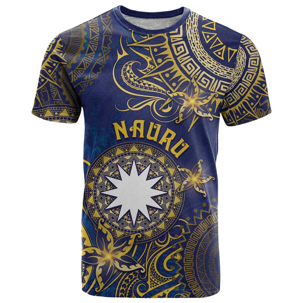 Personalised Nauru T Shirt Hibiscus Polynesian Tribal Pattern